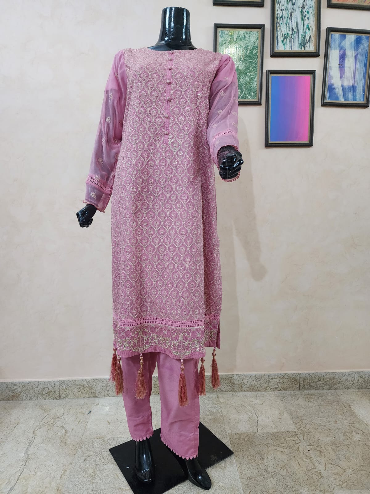 3Pc Embroidered Chiffon Suit | ECS 107